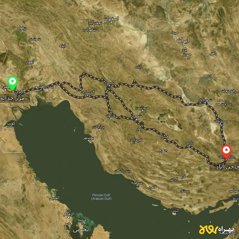 مسافت و فاصله حاجی آباد - هرمزگان تا مرز چذابه - استان خوزستان از ۳ مسیر - اردیبهشت ۱۴۰۳
